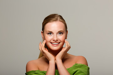 Image showing Beautiful girl in green dress