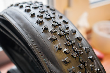 Image showing Photo of studded bicycle tire