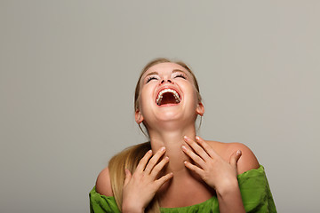 Image showing Laughing girl with open shoulders