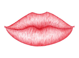 Image showing Red lips over white background