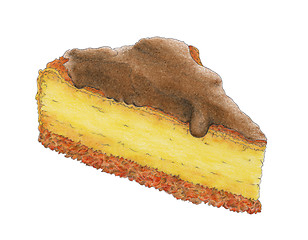 Image showing Piece of cheesecake over white background