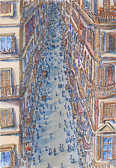 Image showing Street of Rome at high angle view