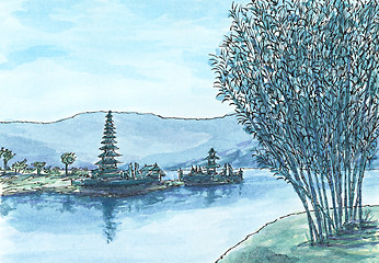 Image showing Pura Ulun Danu Bratan temple on Bedugul lake, Bali, Indonesia