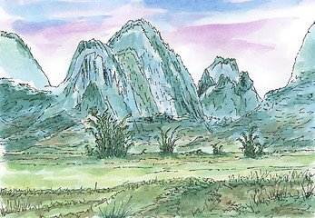 Image showing Karst mountain landscape in Guangxi Province, China