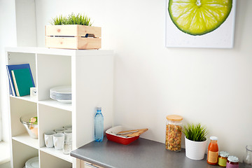 Image showing modern home kitchen interior with food on table