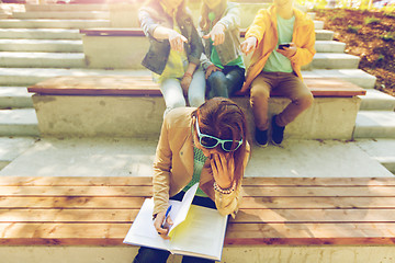 Image showing student girl suffering of classmates mockery