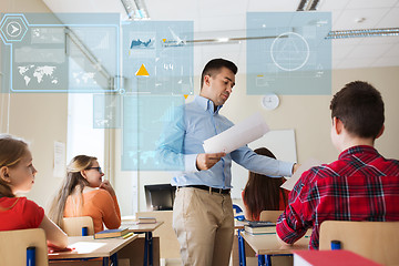 Image showing group of students and teacher with test results