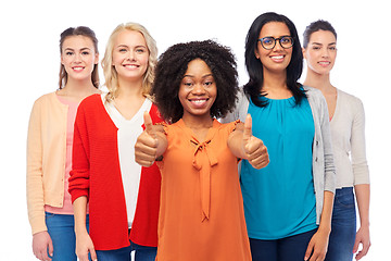 Image showing international group of women showing thumbs up