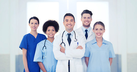 Image showing group of happy doctors at hospital