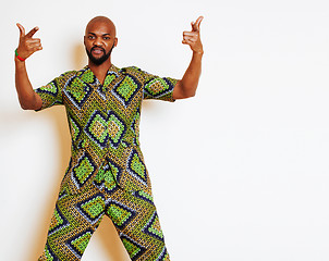 Image showing portrait of young handsome african man wearing bright green nati