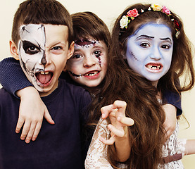 Image showing zombie apocalypse kids concept. Birthday party celebration facep