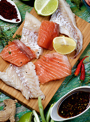 Image showing Raw Fish and Spices