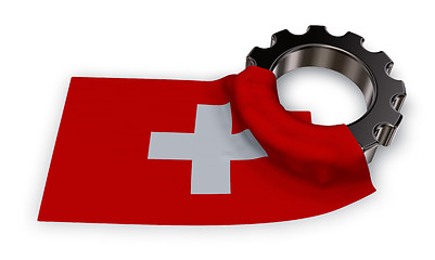 Image showing gear wheel and flag of switzerland - 3d rendering