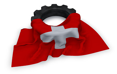 Image showing gear wheel and flag of switzerland - 3d rendering