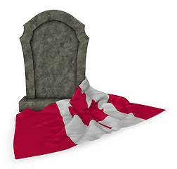 Image showing gravestone and flag of canada - 3d rendering