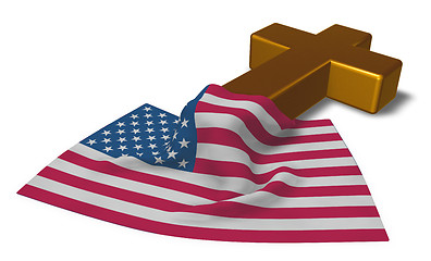 Image showing christian cross and flag of the usa - 3d rendering