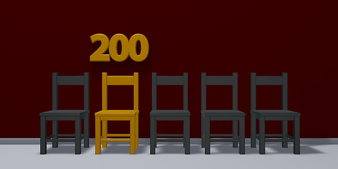 Image showing number two hundred and row of chairs - 3d rendering