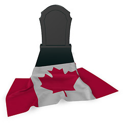 Image showing gravestone and flag of canada - 3d rendering