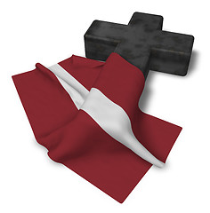 Image showing christian cross and flag of latvia - 3d rendering