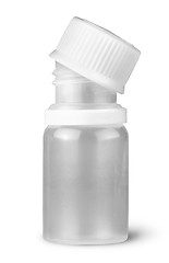 Image showing Small plastic bottle with lid removed