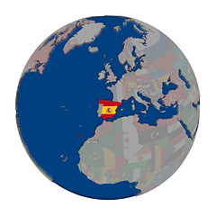 Image showing Spain on political globe