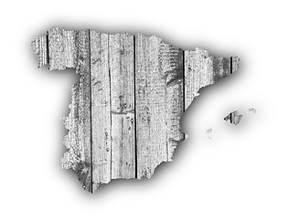 Image showing Map of Spain on weathered wood