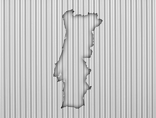 Image showing Map of Portugal on corrugated iron