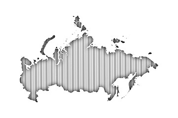 Image showing Map of Russia on corrugated iron