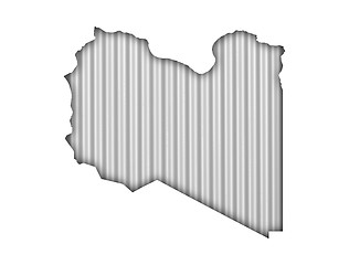 Image showing Map of Libya on corrugated iron