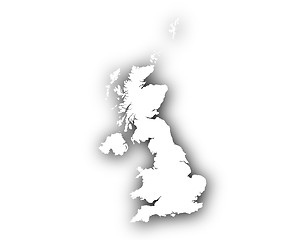 Image showing Map of Great Britain with shadow