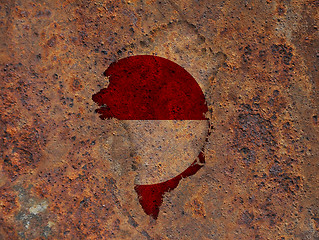 Image showing Map and flag of Greenland on rusty metal