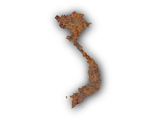 Image showing Map of Vietnam on rusty metal