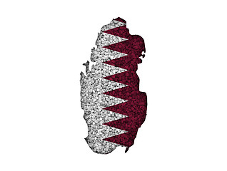 Image showing Map and flag of Qatar on poppy seeds