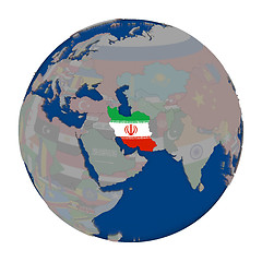 Image showing Iran on political globe