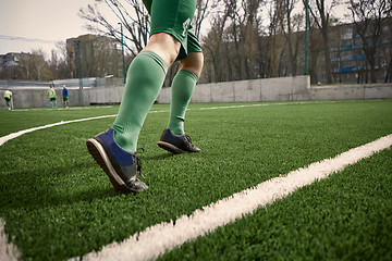 Image showing Thq legs of soccer football player