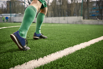 Image showing Thq legs of soccer football player