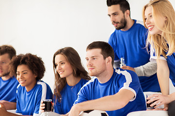 Image showing friends or football fans watching soccer at home