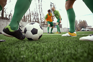 Image showing Thq legs of soccer football player