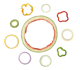 Image showing Assorted ring shaped fruit and vegetable peels