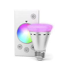 Image showing LED light bulb and remote control 