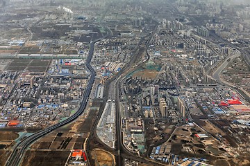 Image showing Aerial shot of an industrial zone in China