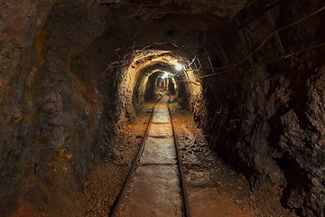 Image showing Underground mine passage angle shot