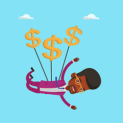 Image showing Businessman flying with dollar signs.