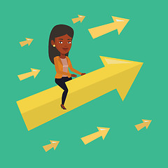 Image showing Happy business woman flying to success.