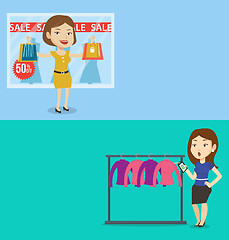 Image showing Two shopping banners with space for text.