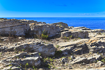 Image showing Rocky Coast Extending into the Sea