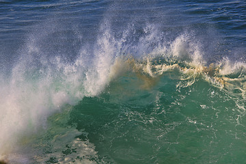 Image showing Sea surf great wave break on coastline