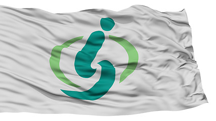 Image showing Isolated Saitama Flag, Capital of Japan Prefecture, Waving on White Background