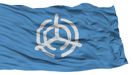 Image showing Isolated Oita Flag, Capital of Japan Prefecture, Waving on White Background