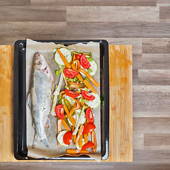 Image showing Trout fish prepared for cooking